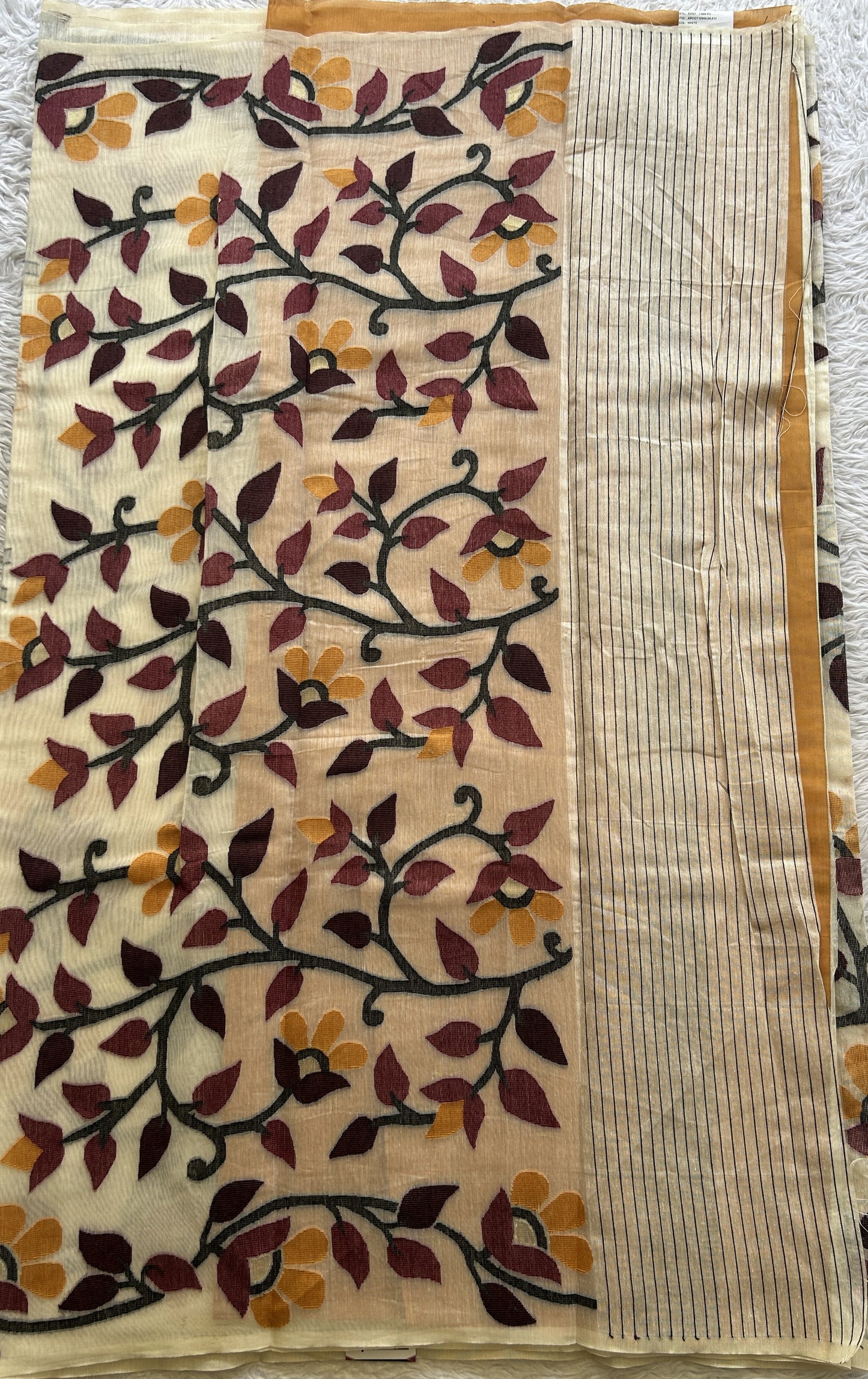 Fancy Linen Allover Saree Off White Colored Complemented with a Borderless. - Sampradaya Designer Studio
