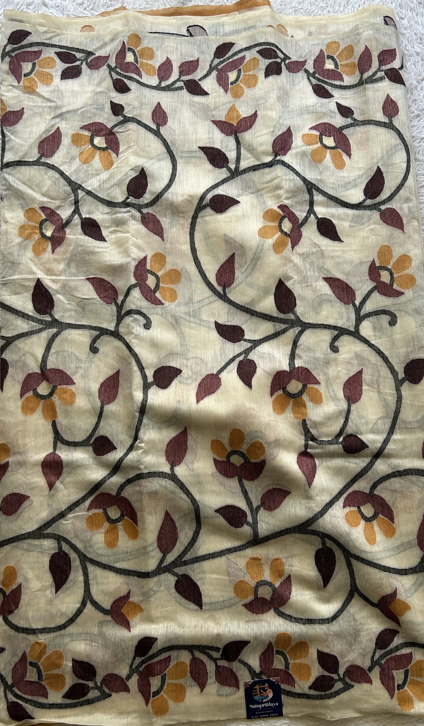 Fancy Linen Allover Saree Off White Colored Complemented with a Borderless. - Sampradaya Designer Studio
