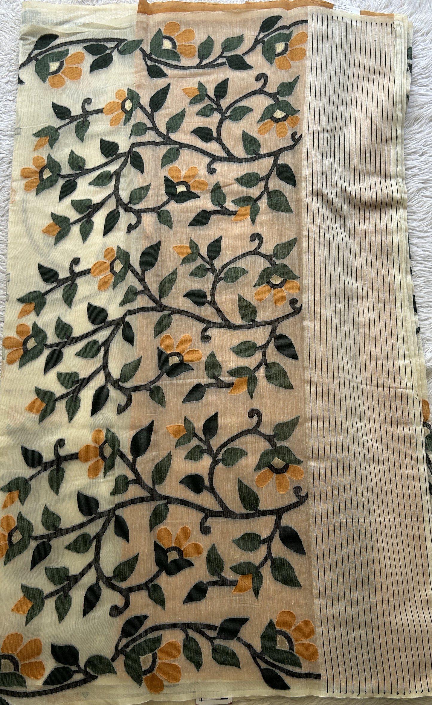 Fancy Linen Allover Saree Off White Colored Complemented with a Borderless. - Sampradaya Designer Studio