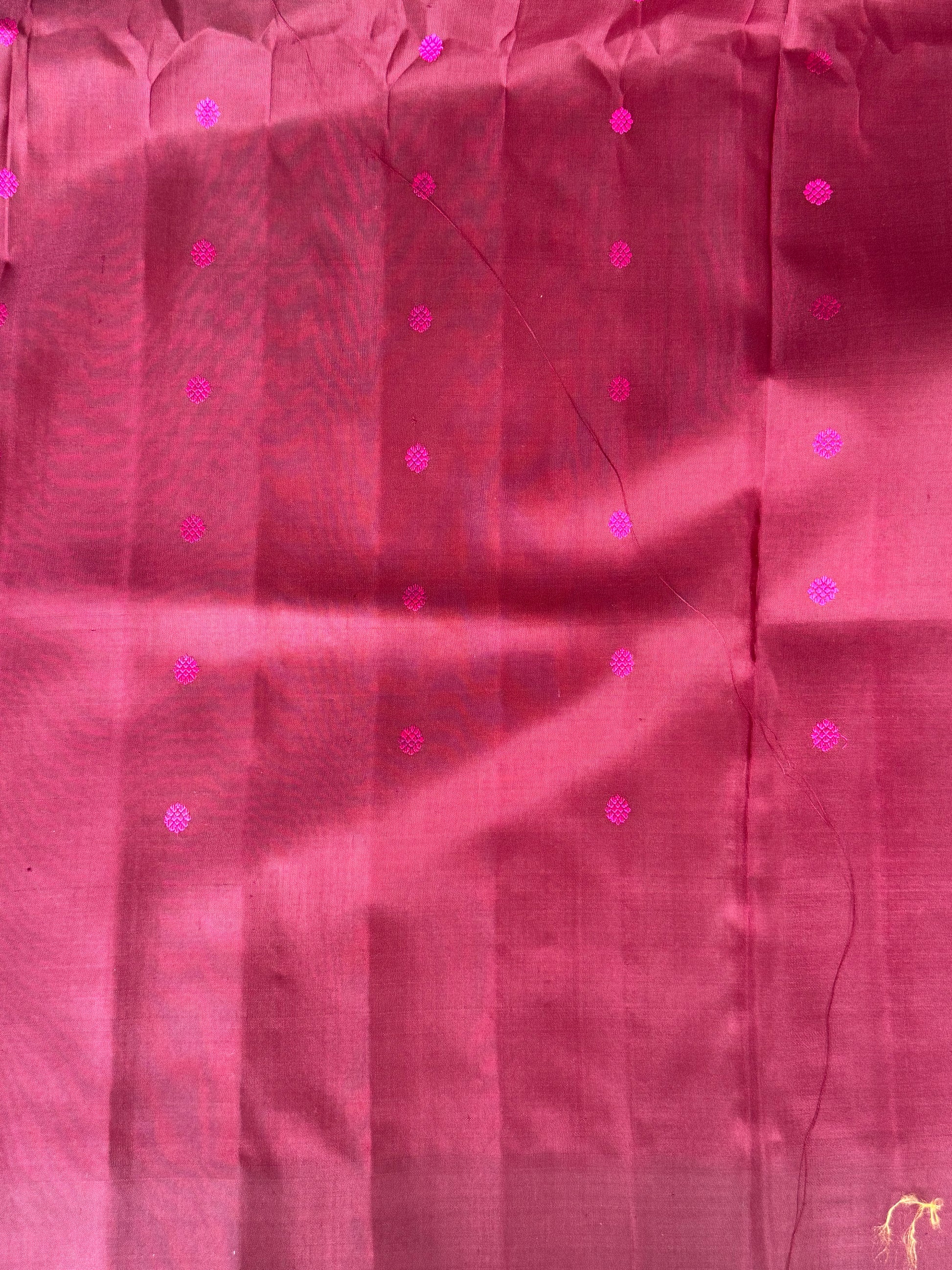 Gadwal Silk Saree Salmon Colored Complemented With Plain Border - Sampradaya Designer Studio