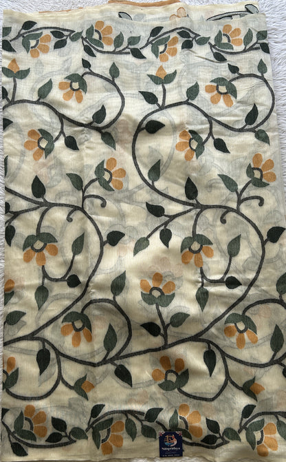 Fancy Linen Allover Saree Off White Colored Complemented with a Borderless. - Sampradaya Designer Studio