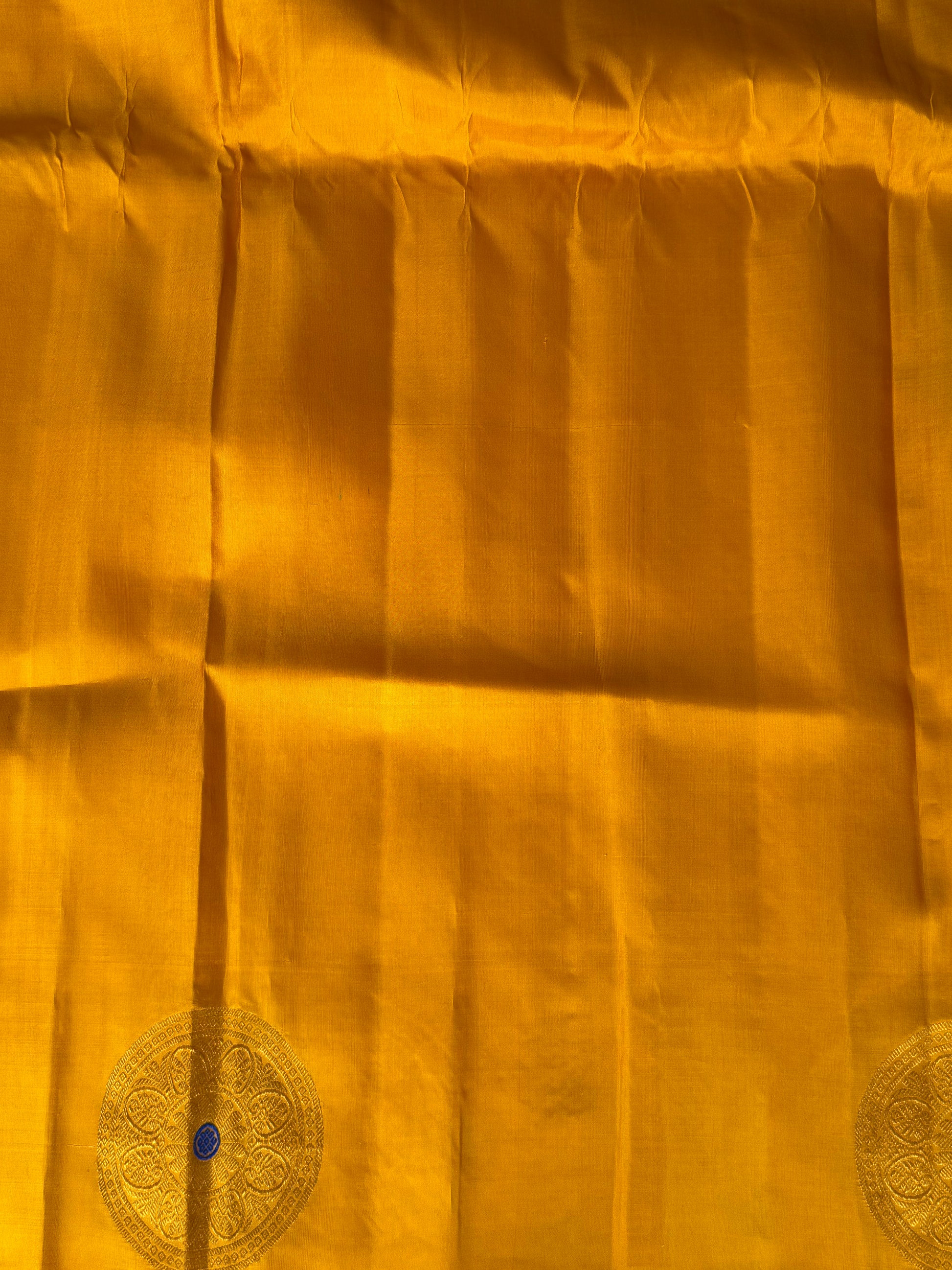 Gadwal Silk Saree Sea Blue Colored Complemented With Gold Zari Border - Sampradaya Designer Studio