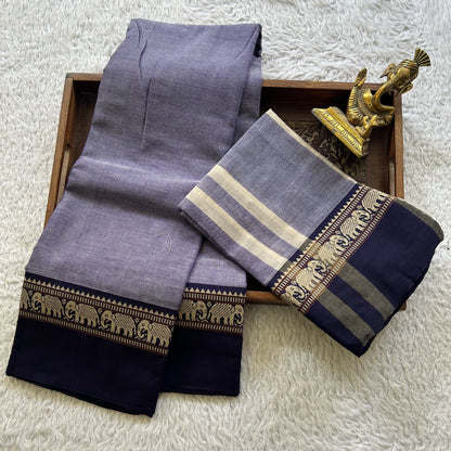 Narayanpet Cotton Dress Material – Light Lavender Heather Color | Handloom Cotton