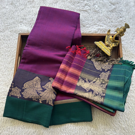 Narayanpet Cotton Dress Material –  Lollipop Color Thread Border | Handloom Cotton