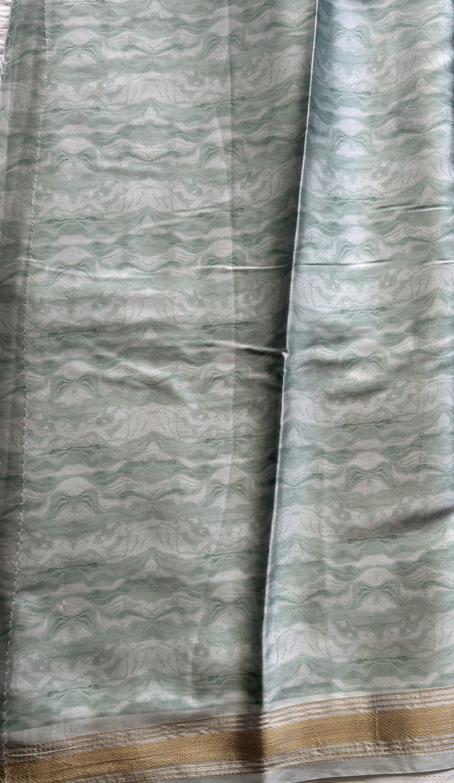 Satin Silk Saree Mint Green Colored Complemented with a Zari Border. - Sampradaya Designer Studio