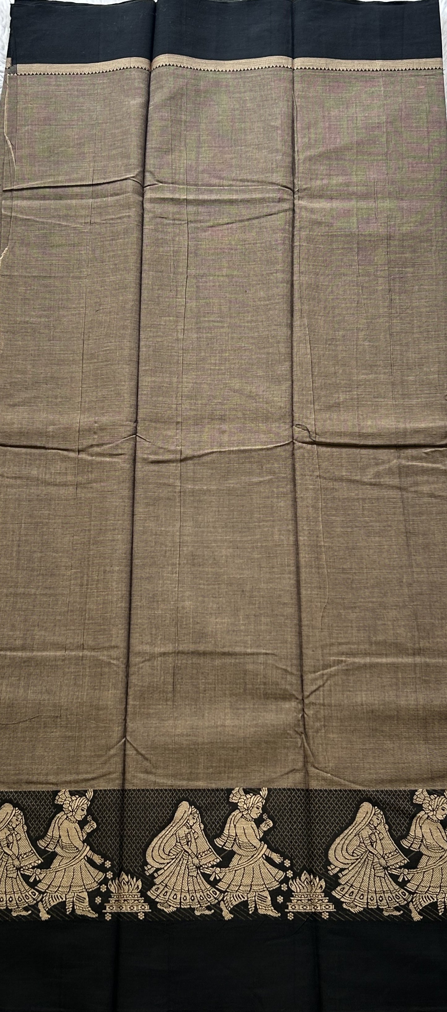 Narayanpet Cotton Dress Material – Taupe Color | Handloom Cotton