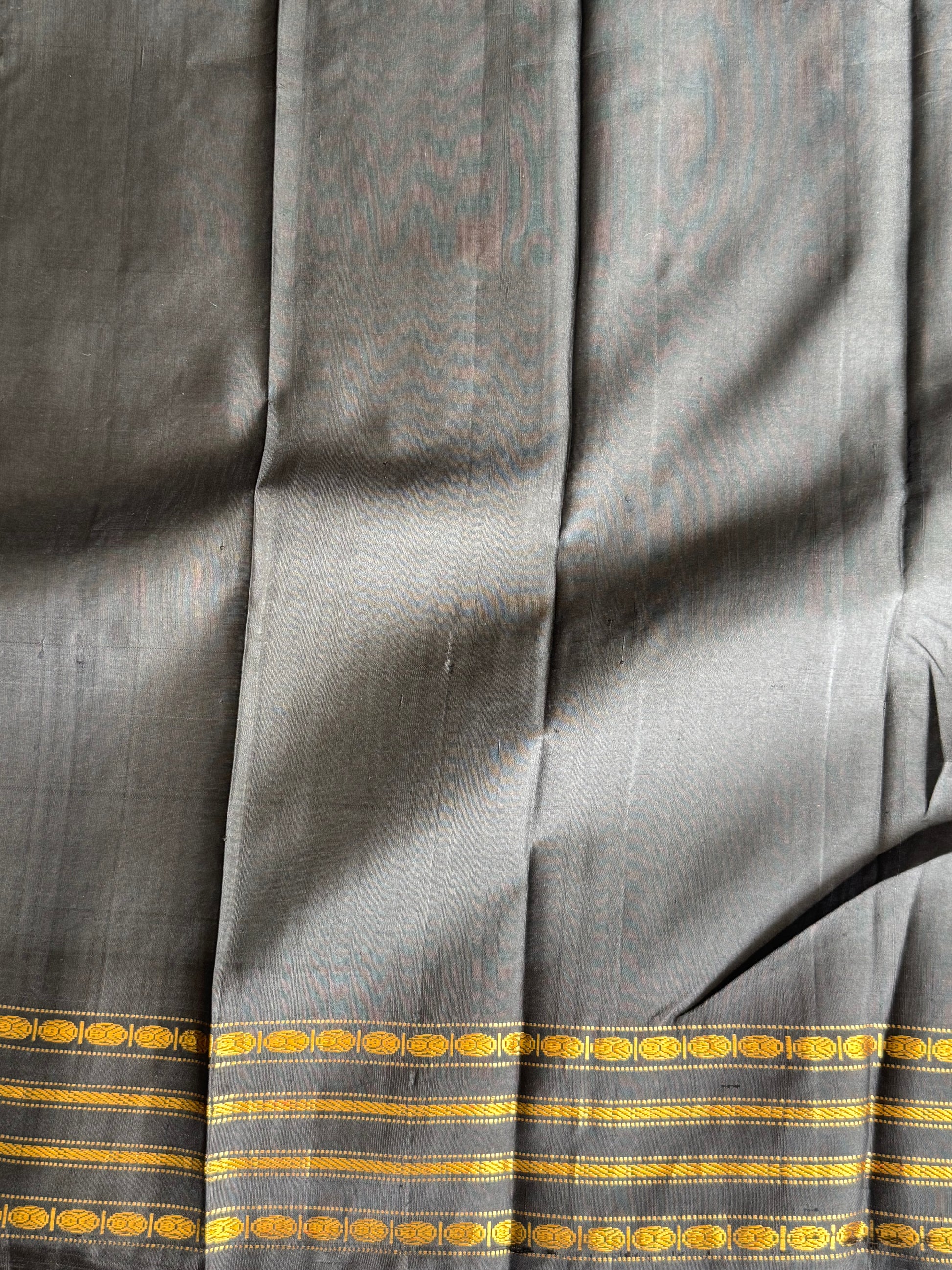 Gadwal Silk Saree Laguna Green Colored Complemented With Gold Zari Border - Sampradaya Designer Studio