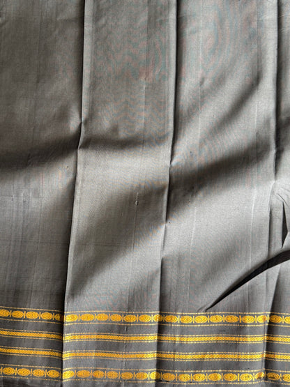 Gadwal Silk Saree Laguna Green Colored Complemented With Gold Zari Border - Sampradaya Designer Studio