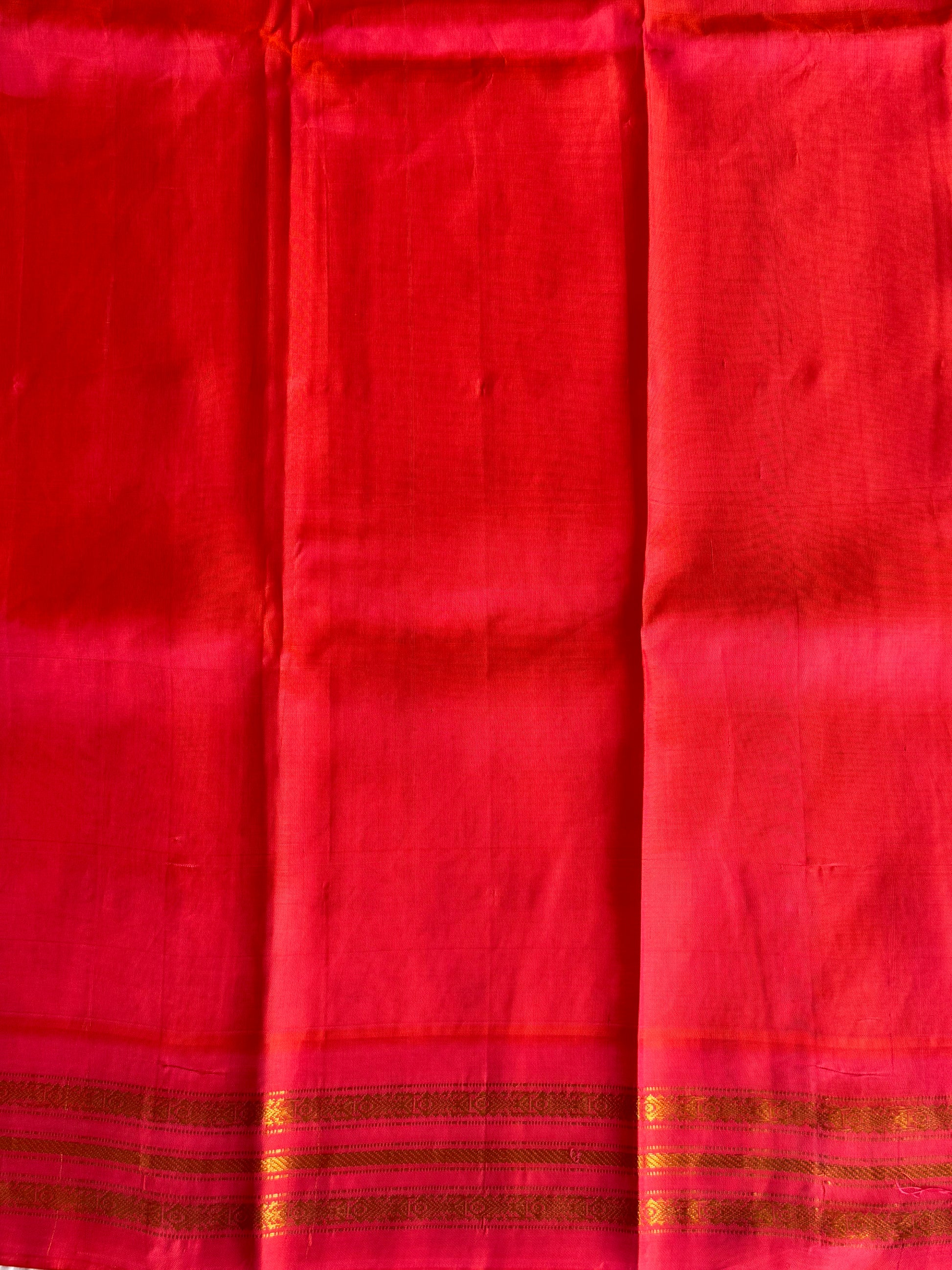 Gadwal Silk Saree Emerald Colored Complemented With Gold Zari Border - Sampradaya Designer Studio