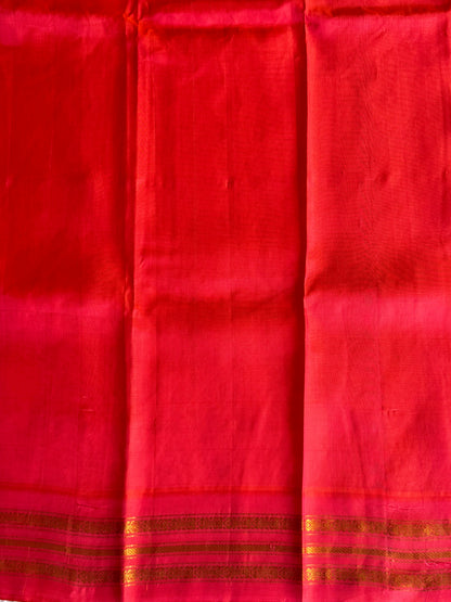 Gadwal Silk Saree Emerald Colored Complemented With Gold Zari Border - Sampradaya Designer Studio