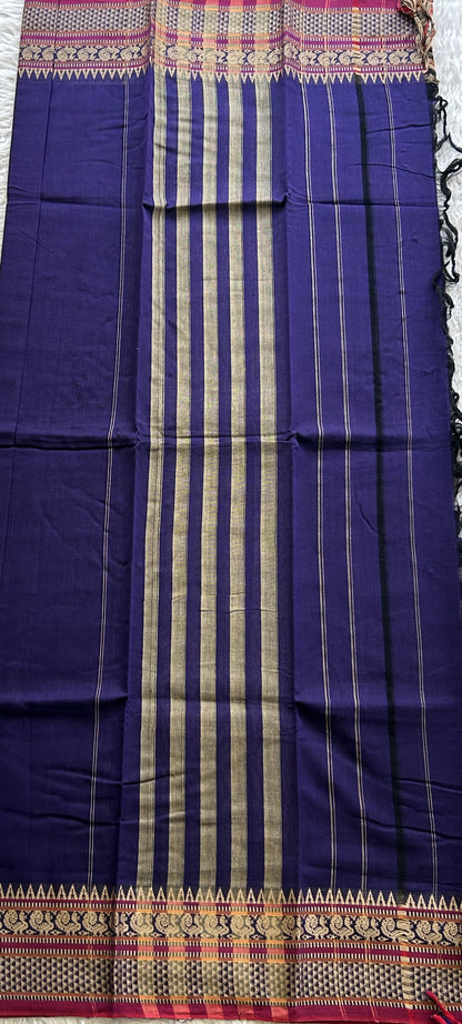 Narayanpet Cotton Dress Material – Dark Aesthetic Purple Color | Handloom Cotton