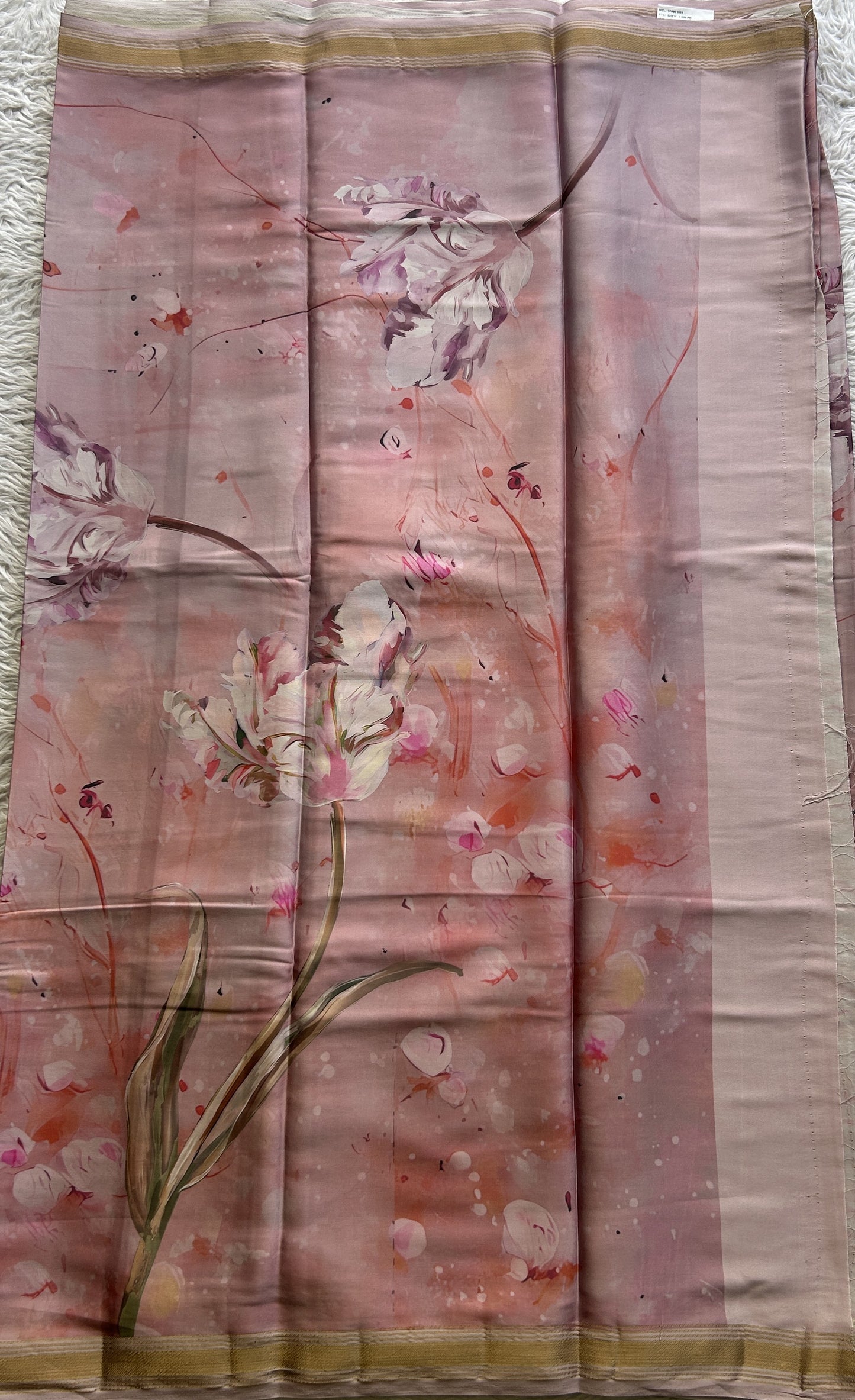 Satin Silk Saree Baby Pink Colored Complemented with a Zari Border. - Sampradaya Designer Studio