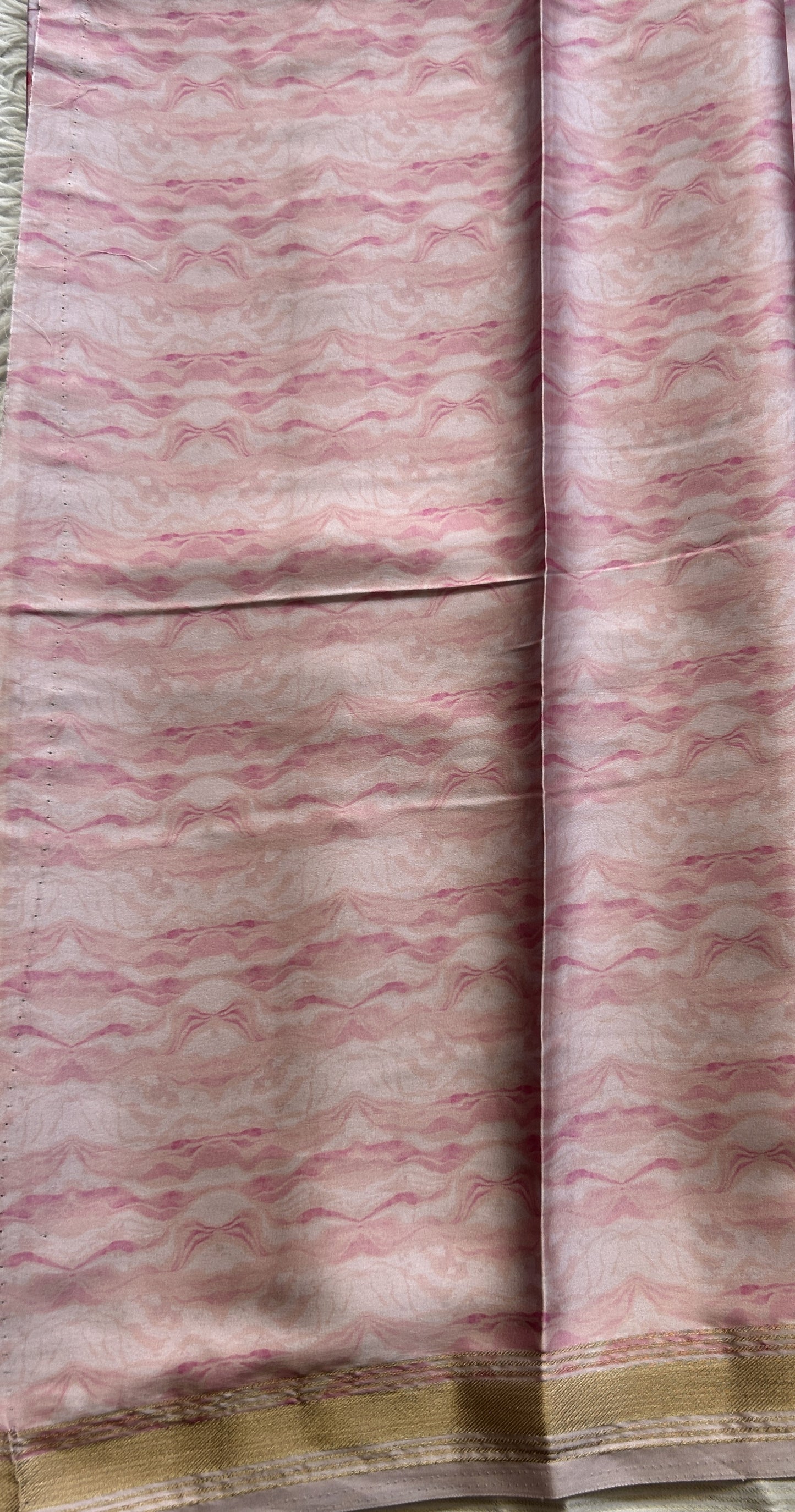 Satin Silk Saree Baby Pink Colored Complemented with a Zari Border. - Sampradaya Designer Studio