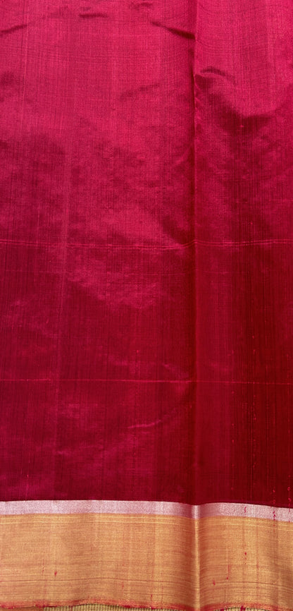 Chanderi Pattu Saree Ruby colored saree complemented with a Gold Zari border - Sampradaya Designer Studio