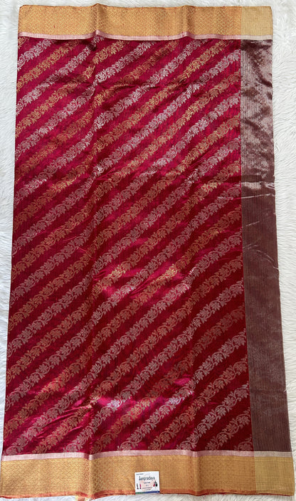 Chanderi Pattu Saree Ruby colored saree complemented with a Gold Zari border - Sampradaya Designer Studio
