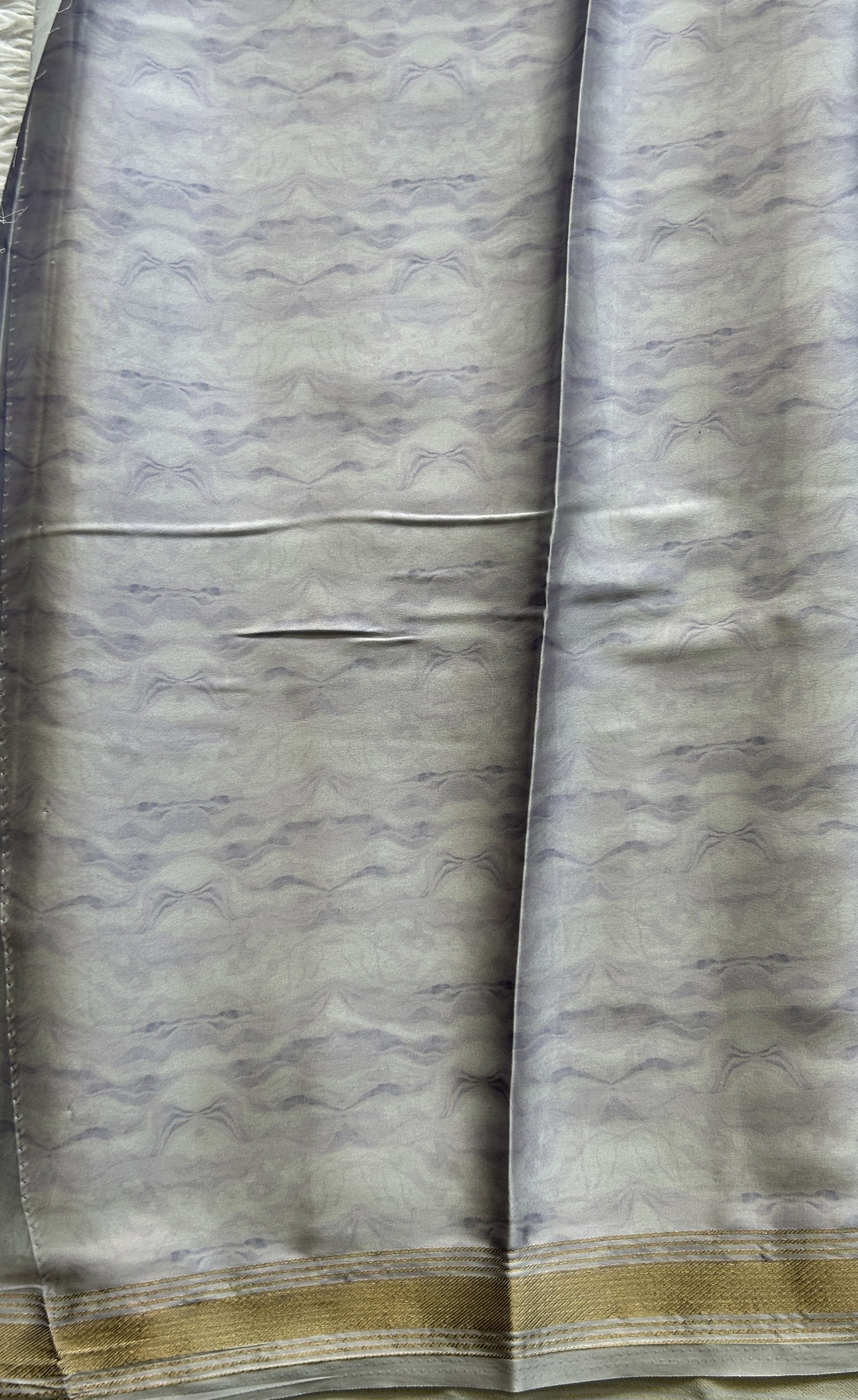 Satin Silk Saree Silver Colored Complemented with a Zari Border. - Sampradaya Designer Studio