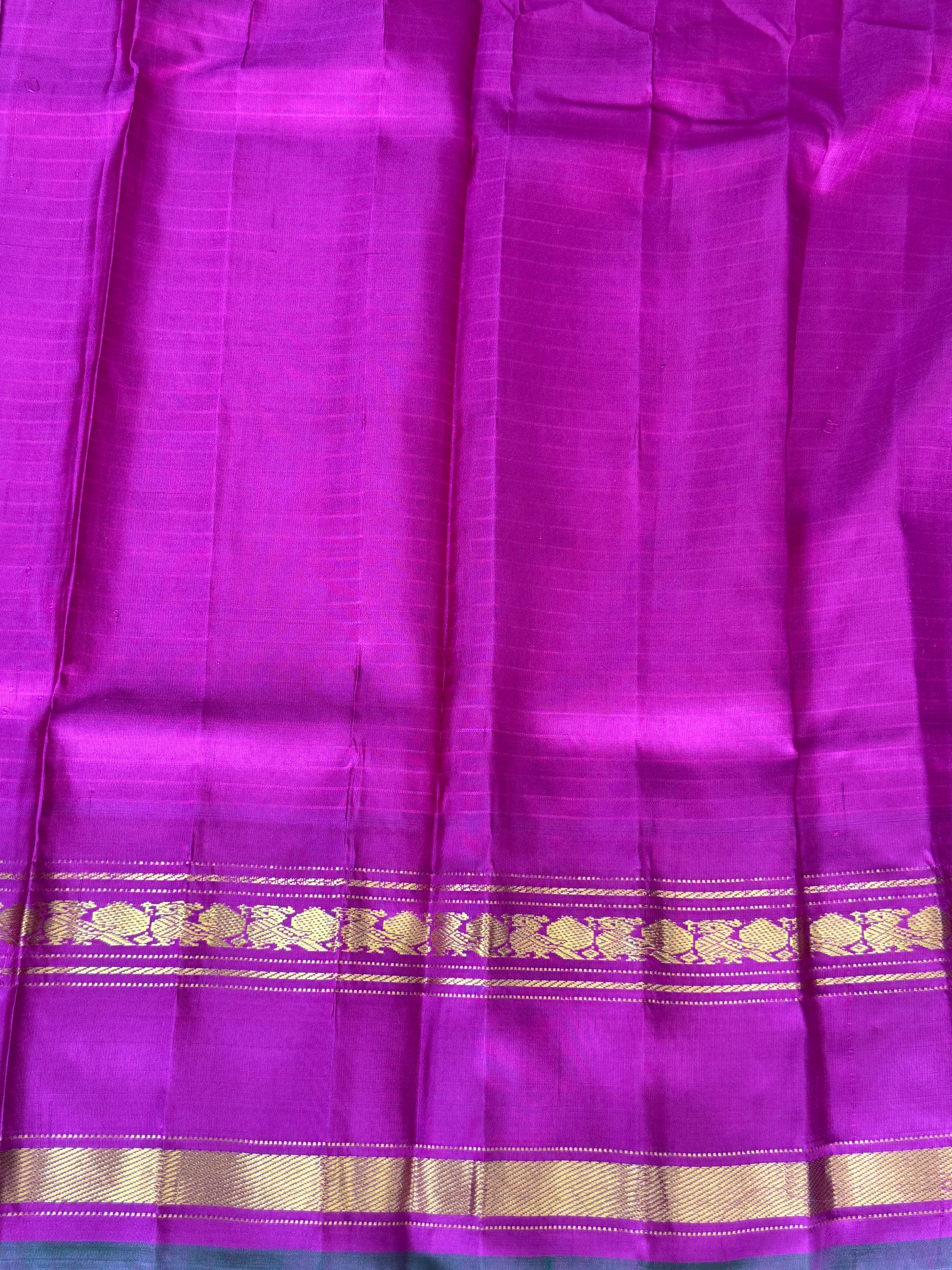 Gadwal Silk Saree Light Blue Colored Complemented With Gold Zari Border - Sampradaya Designer Studio