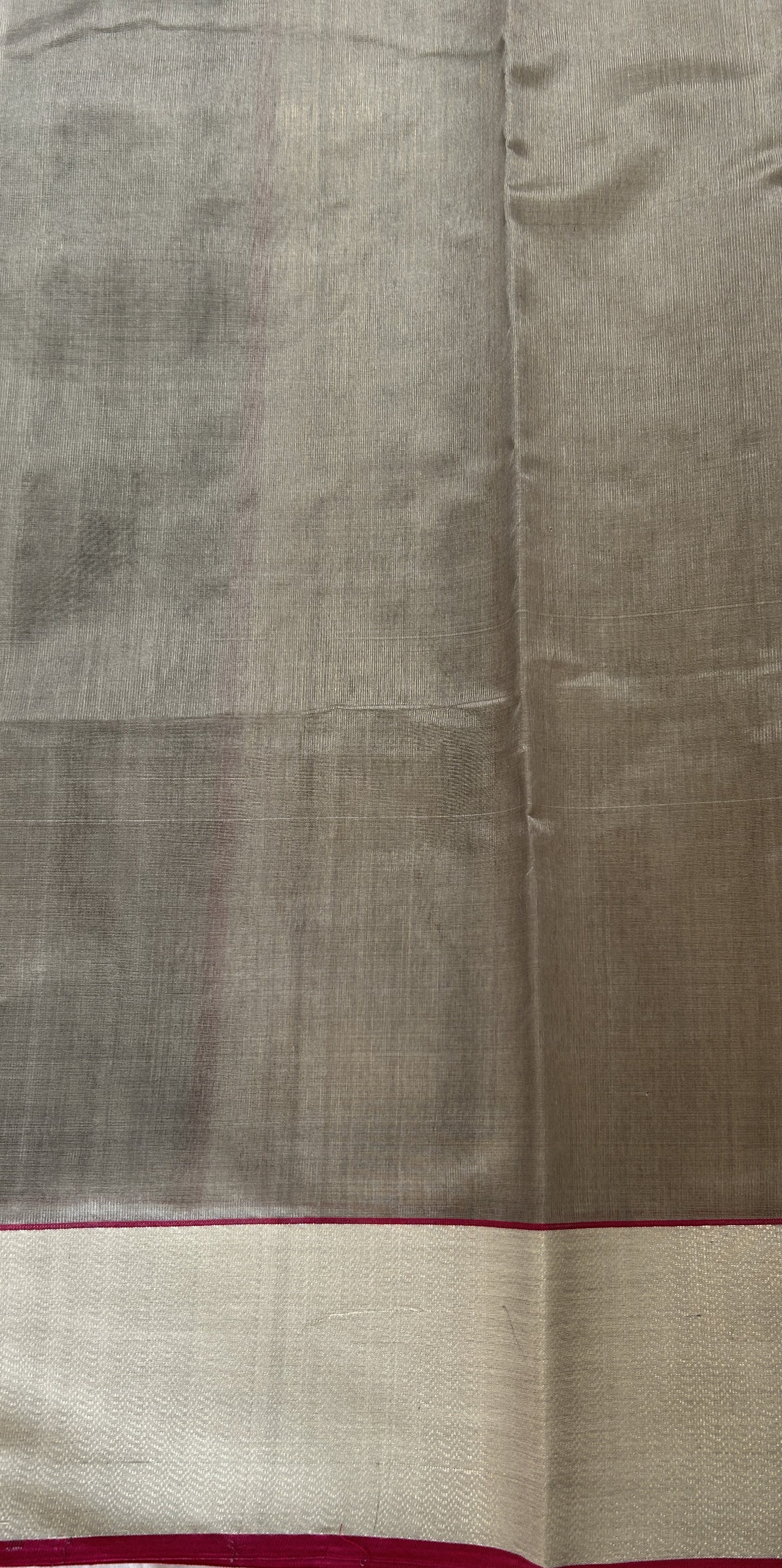 Chanderi Pattu Saree Gray colored saree complemented with a Silver Zari border - Sampradaya Designer Studio