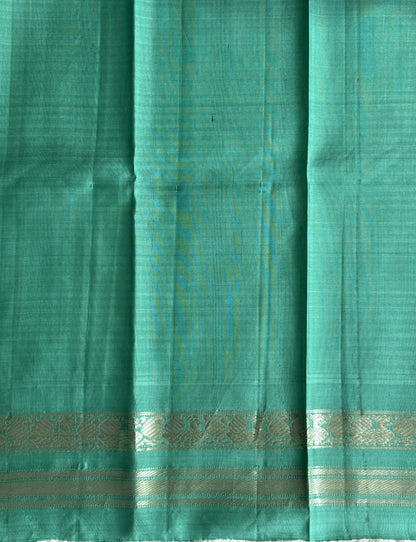 Gadwal Silk Saree Honey Colored Complemented With Gold Zari Border - Sampradaya Designer Studio
