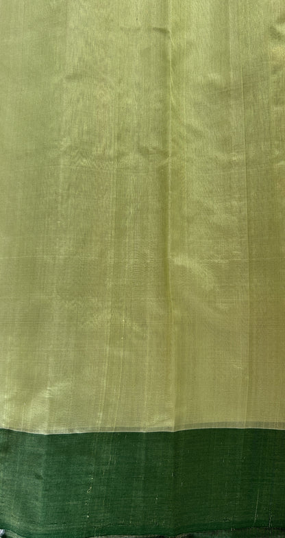 Chanderi Pattu Saree Pastel Green colored saree complemented with a Bottle Green Gold Zari border - Sampradaya Designer Studio