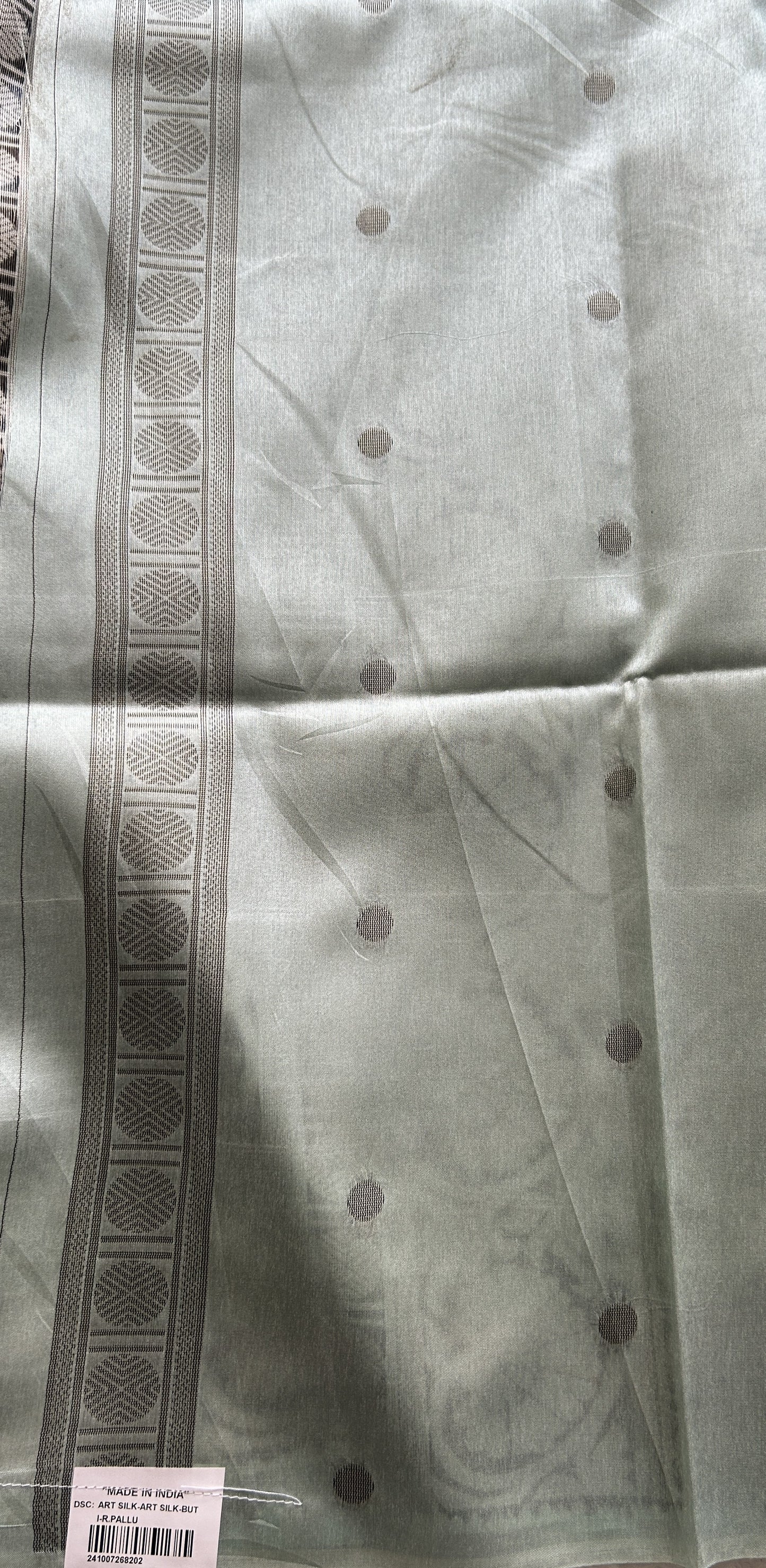 Semi Tussar Saree Blue Colored complemented with a Zari Border. - Sampradaya Designer Studio