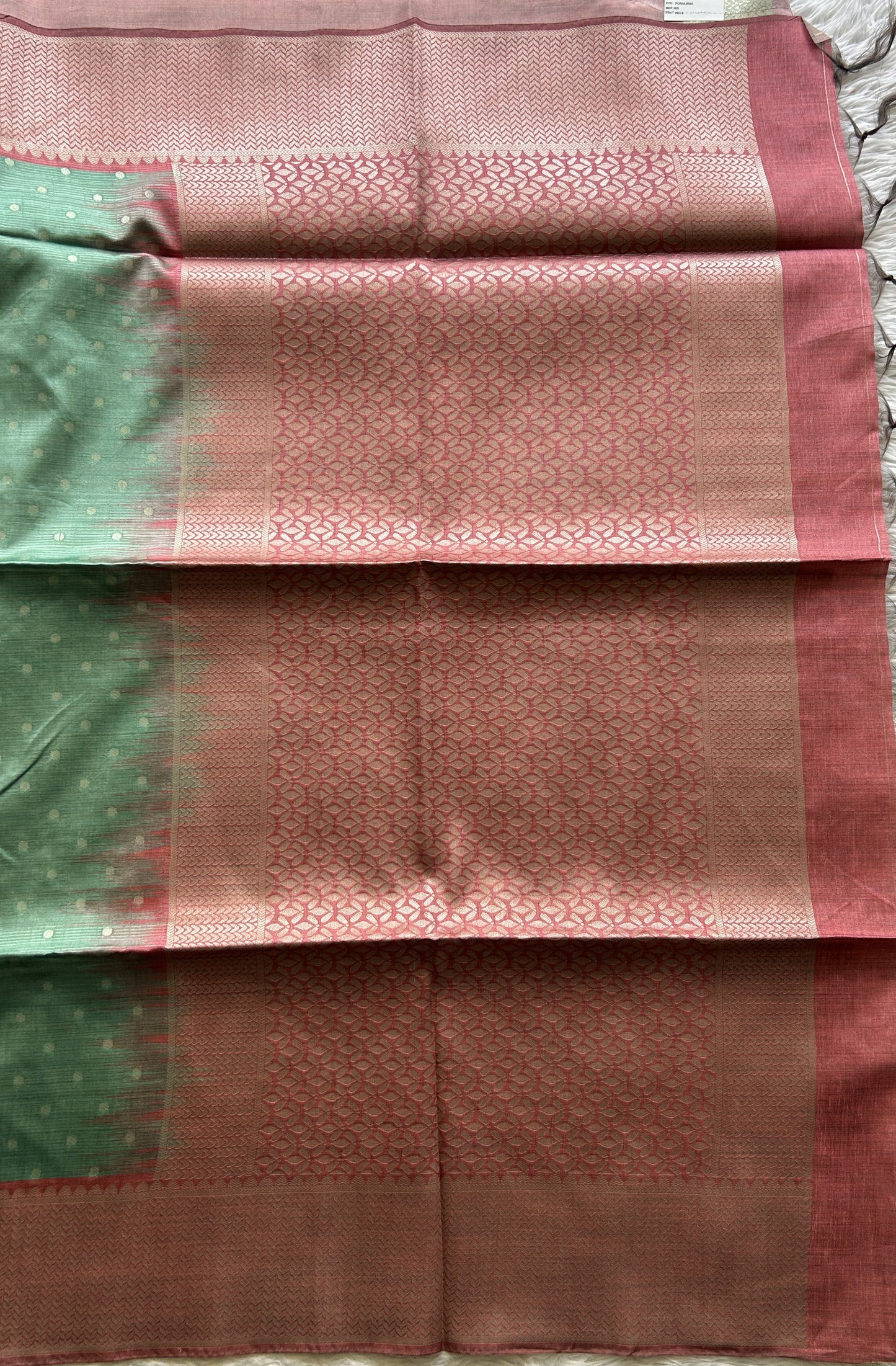 Semi Tussar Saree Green Colored complemented with a Zari Border. - Sampradaya Designer Studio