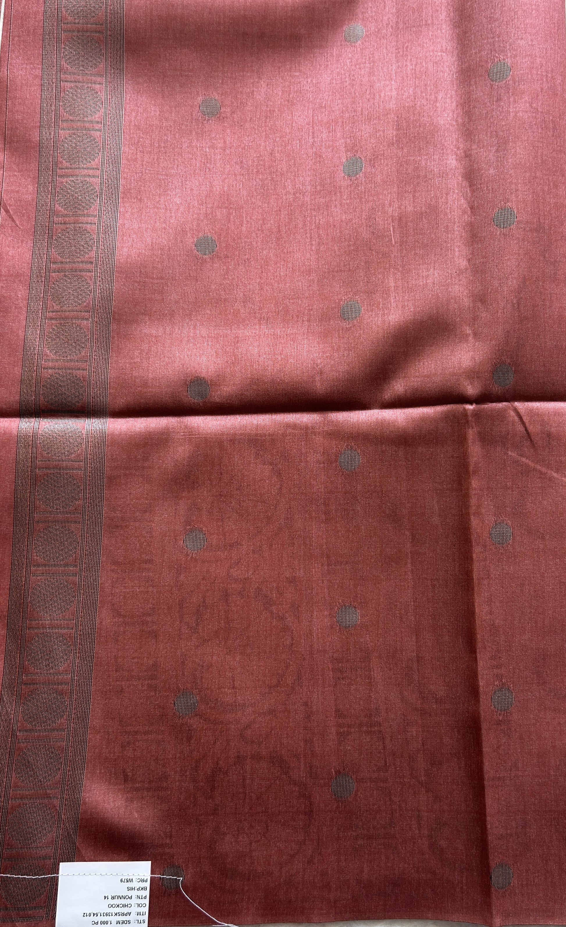 Semi Tussar Saree Beige Colored complemented with a Zari Border. - Sampradaya Designer Studio
