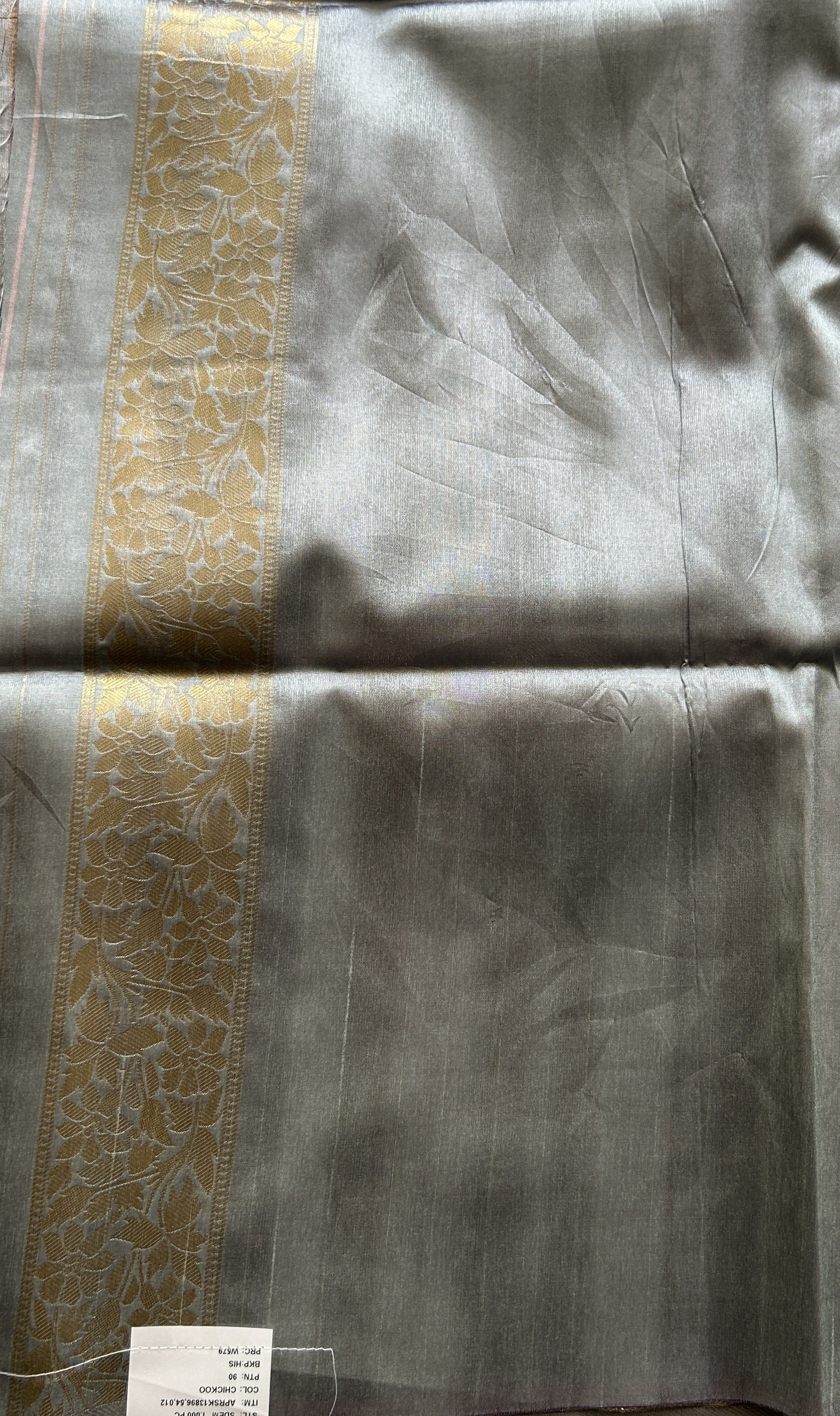 Semi Tussar Saree Sandalwood Colored complemented with a Zari Border. - Sampradaya Designer Studio