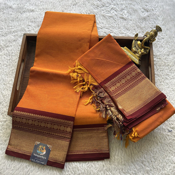 Orange Kanchi Cotton Dress Material - Sampradaya Designer Studio