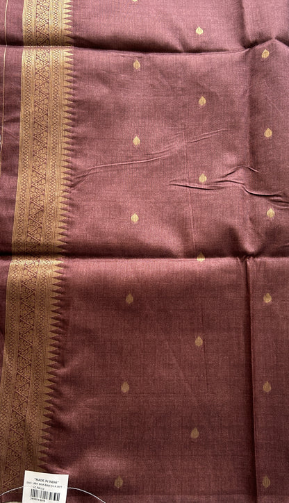 Semi Tussar Saree Sky Blue Colored complemented with a Embosed Border. - Sampradaya Designer Studio
