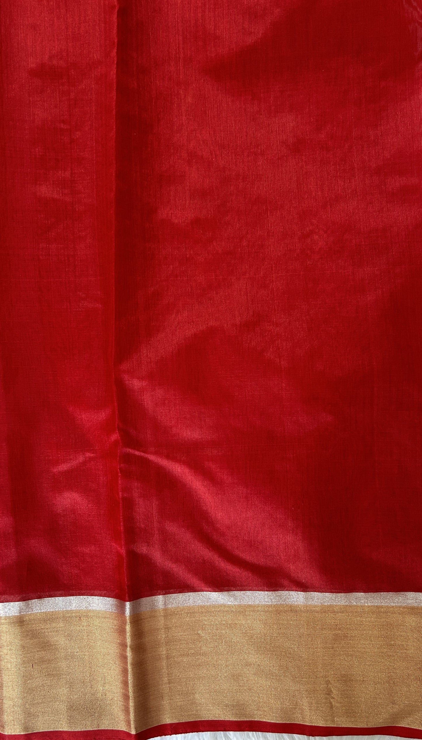 Chanderi Pattu Saree Dark Red colored saree complemented with a Gold Zari border - Sampradaya Designer Studio