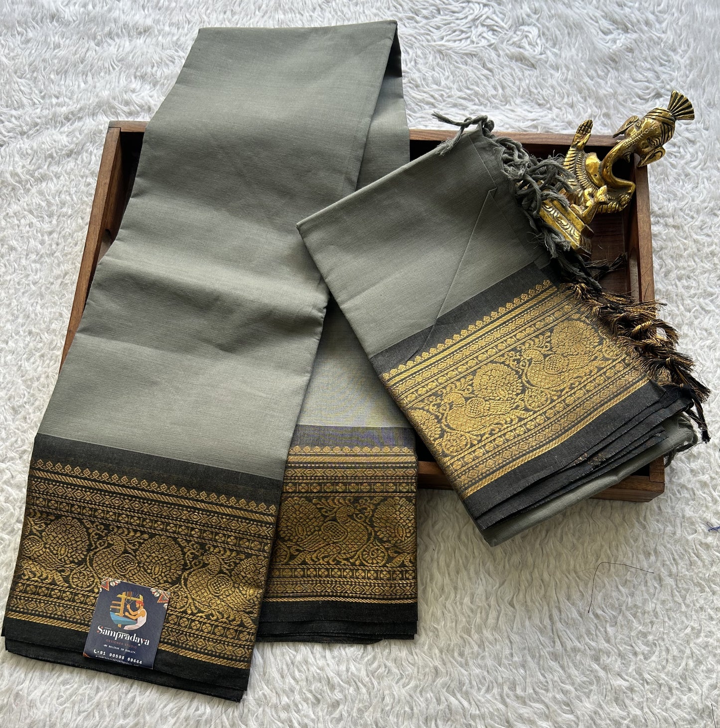 Grey Color Kanchi Cotton Dress Material