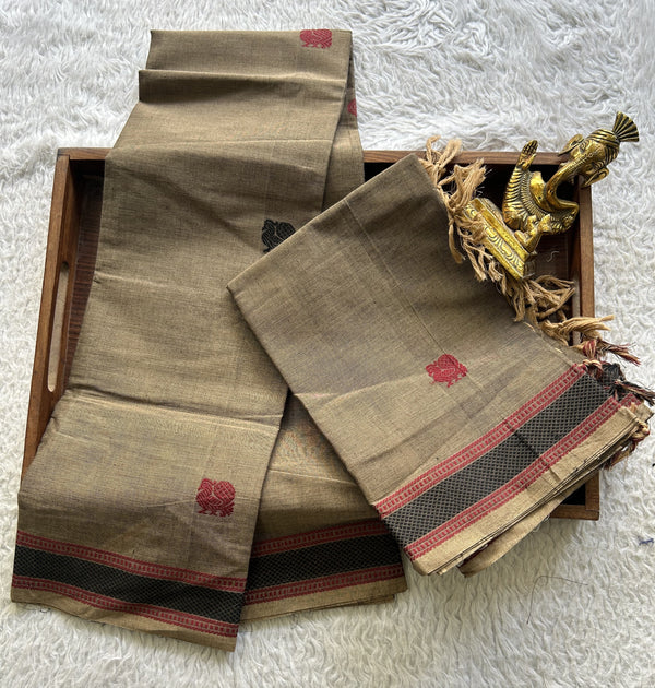 Dark Snuff Kanchi Cotton Dress Material - Sampradaya Designer Studio