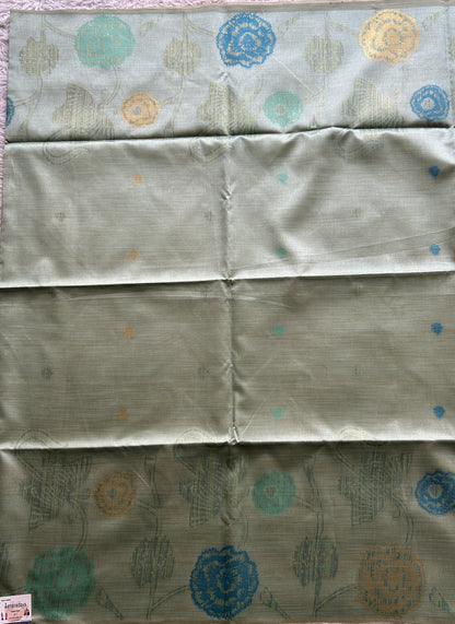 Semi Tussar Saree Sea Blue Colored complemented with a Embosed Border. - Sampradaya Designer Studio