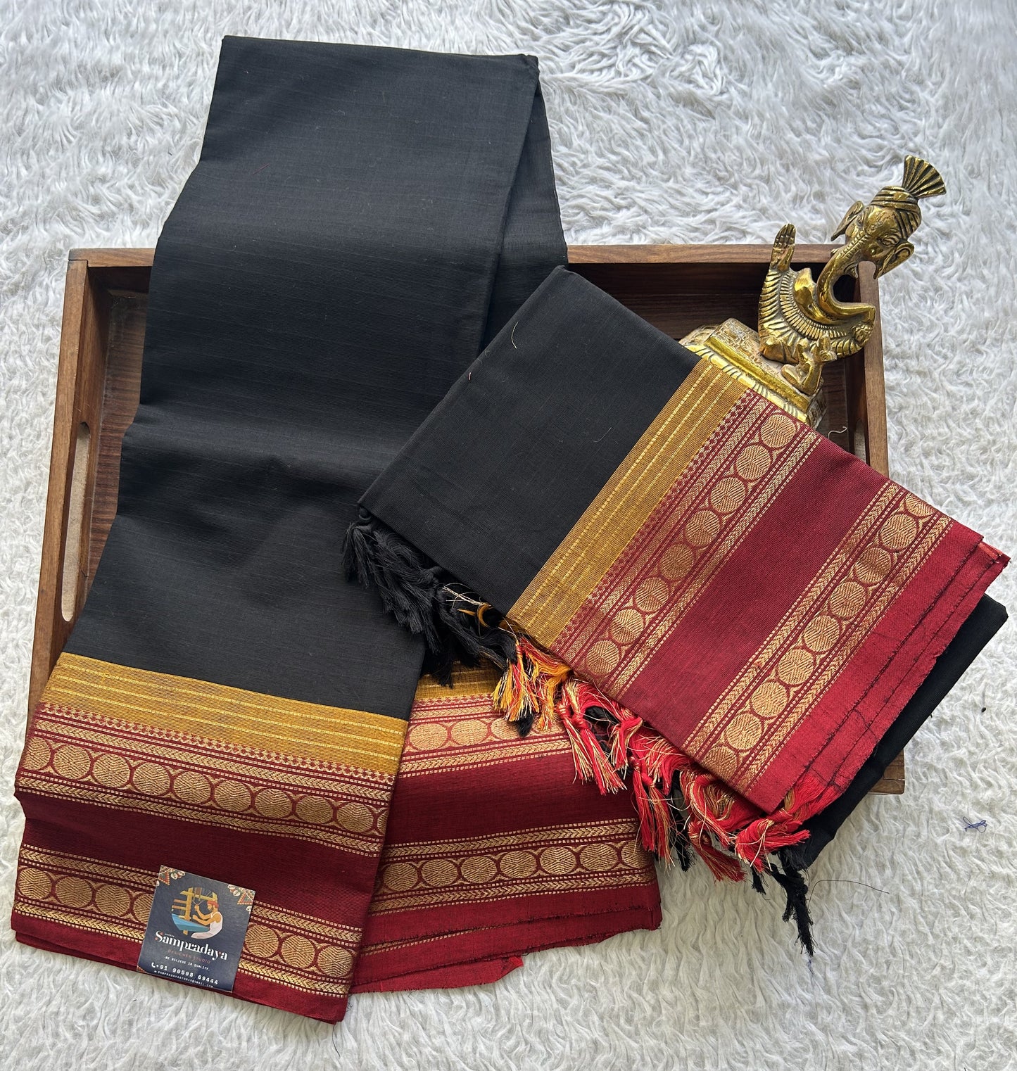 Black Kanchi Cotton Dress Material
