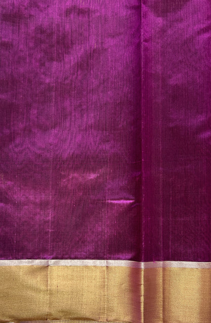 Chanderi Pattu Saree Purple colored saree complemented with a Silver and Gold Zari border - Sampradaya Designer Studio