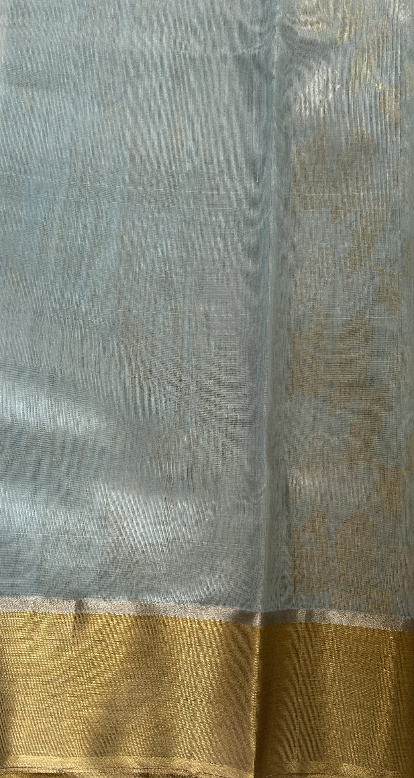 Chanderi Pattu Saree Pastel Blue colored saree complemented with a Gold Zari border - Sampradaya Designer Studio