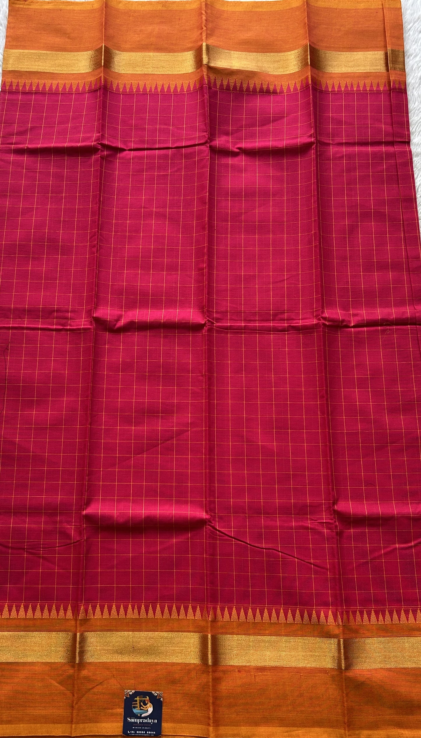 Rani Pink With Checks Kanchi Cotton Dress Material