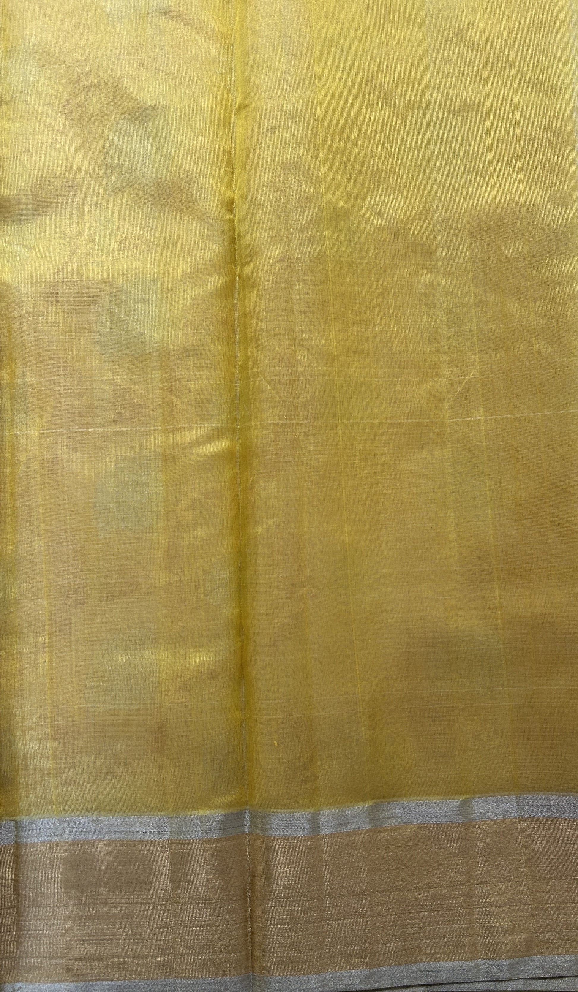 Chanderi Pattu Saree Yellow colored saree complemented with a Gold Zari border - Sampradaya Designer Studio