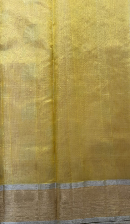 Chanderi Pattu Saree Yellow colored saree complemented with a Gold Zari border - Sampradaya Designer Studio