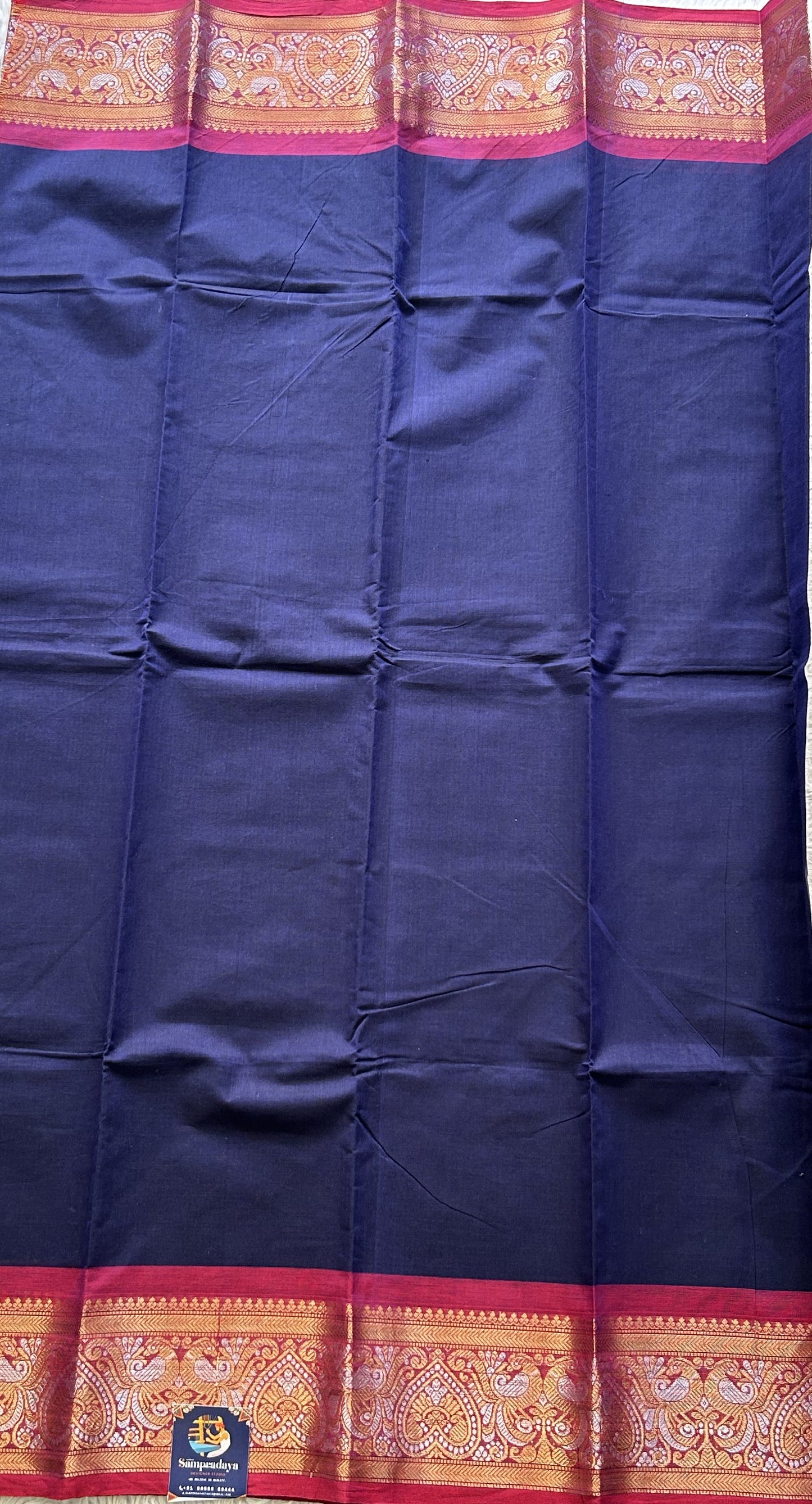 Ink Blue Color Kanchi Cotton Dress Material