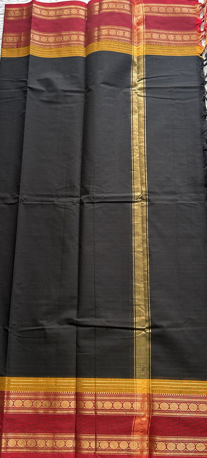 Black Kanchi Cotton Dress Material