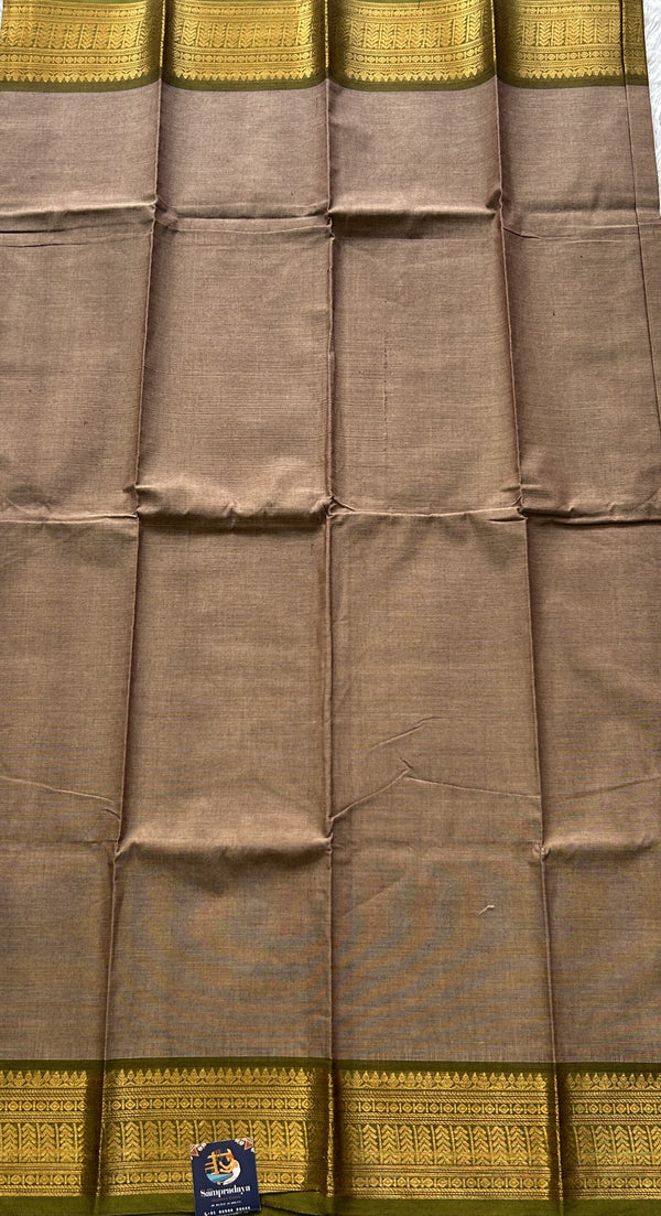 Light Snuff Shade Kanchi Cotton Dress Material with Traditional Weave - Sampradaya Designer Studio