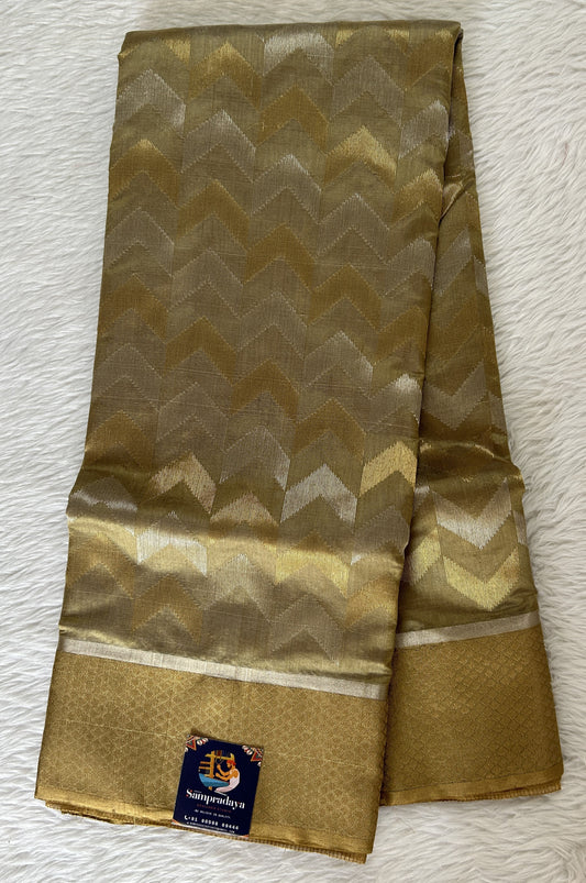 Chanderi Pattu Saree Pastel Green colored saree complemented with a Gold Zari border - Sampradaya Designer Studio