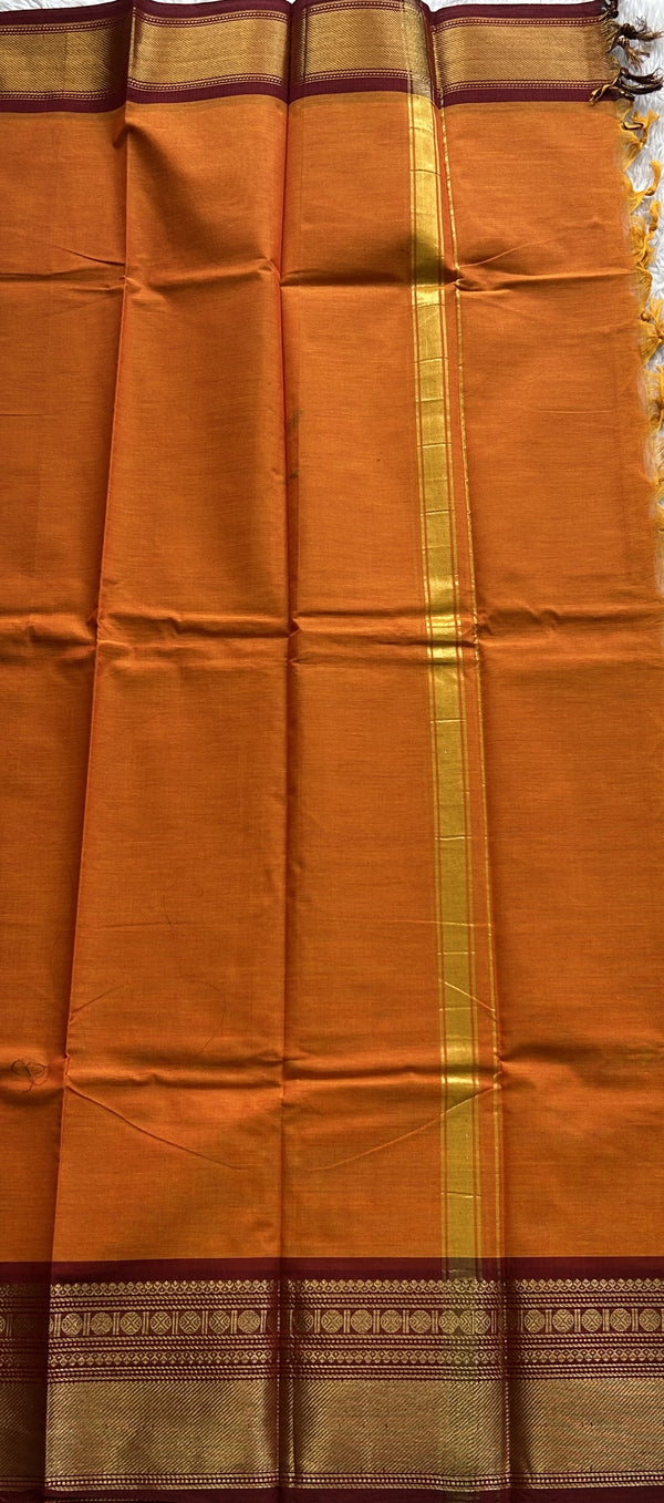 Orange Kanchi Cotton Dress Material - Sampradaya Designer Studio