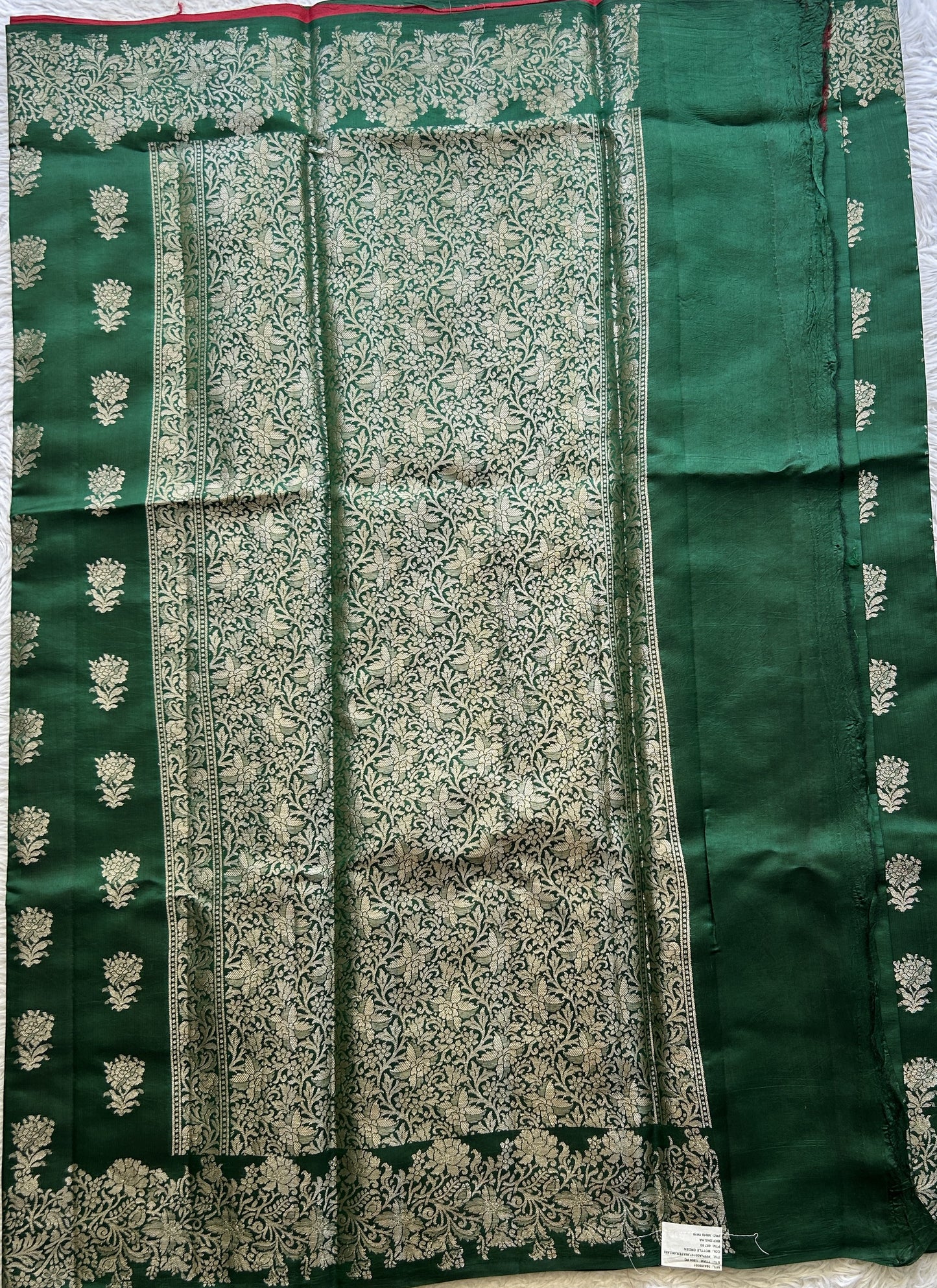 Chiniya Silk Saree Green Colored Exquisite with a Zari Border. - Sampradaya Designer Studio
