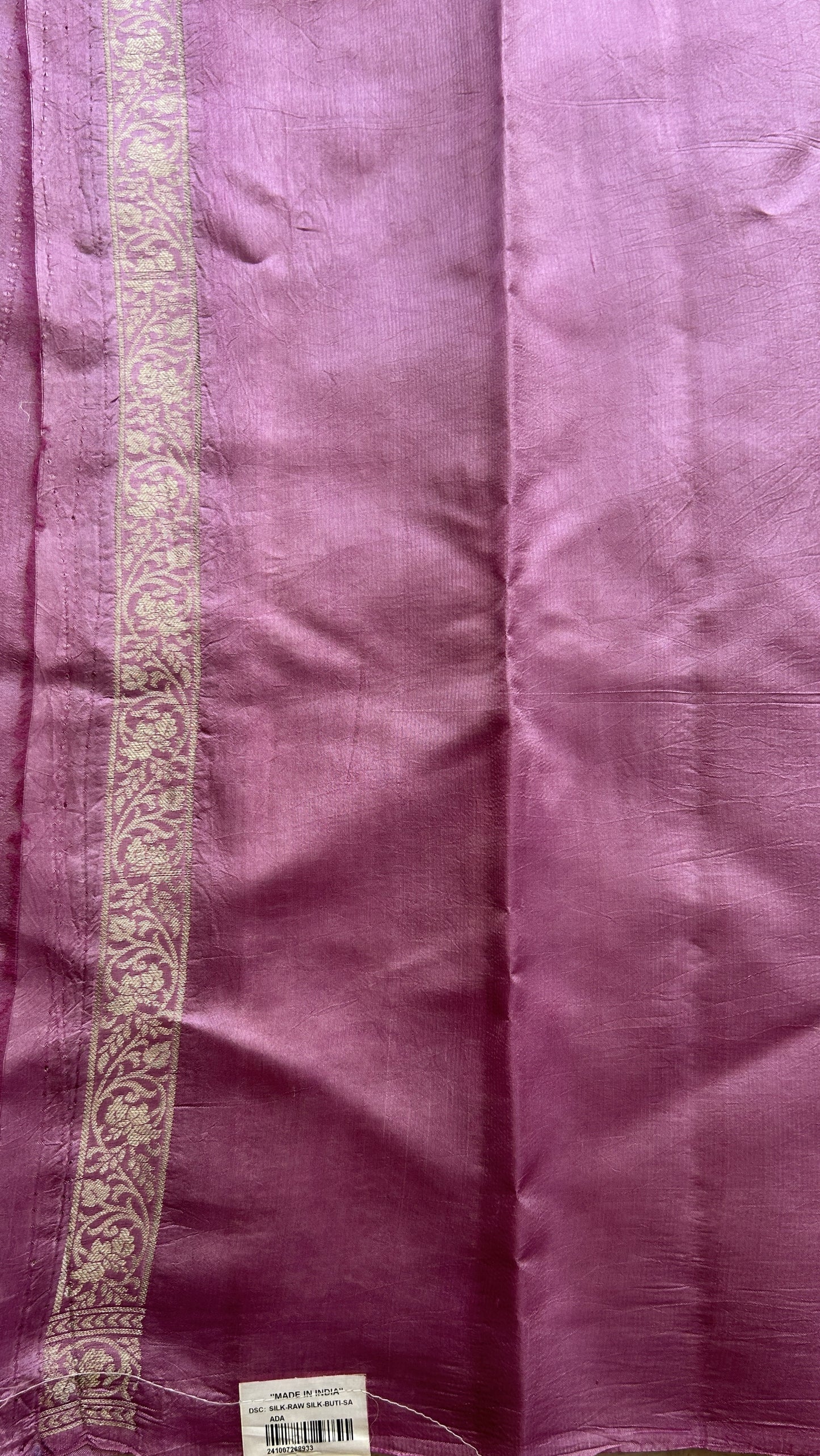 Chiniya Silk Saree Baby Pink Colored Exquisite with a Zari Border. - Sampradaya Designer Studio
