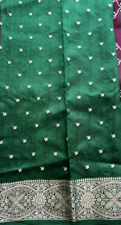 Chiniya Silk Saree Wine Colored Exquisite with a Zari Border. - Sampradaya Designer Studio