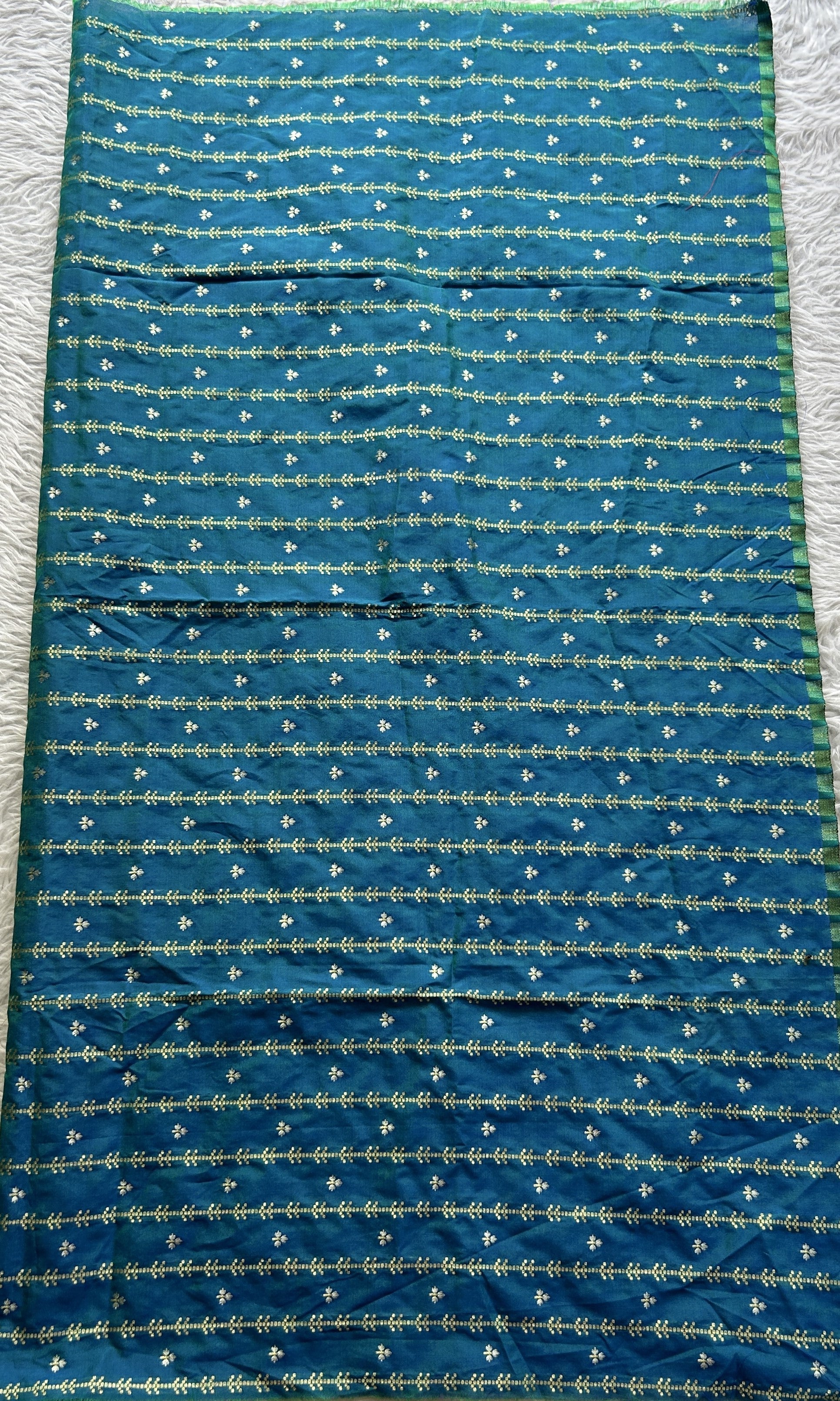 Banarasi Blouse Piece Peacock Blue Colored with a Zari Weaving. - Sampradaya Designer Studio