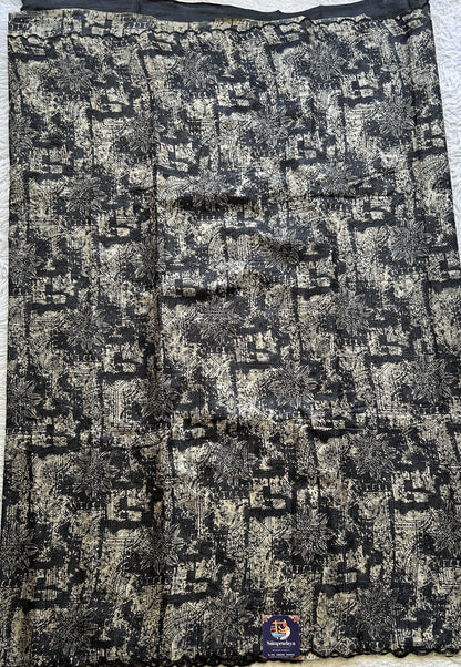 Pure Tussar Silk Saree Black Color Elegantly Paired with a Scallop Border. - Sampradaya Designer Studio